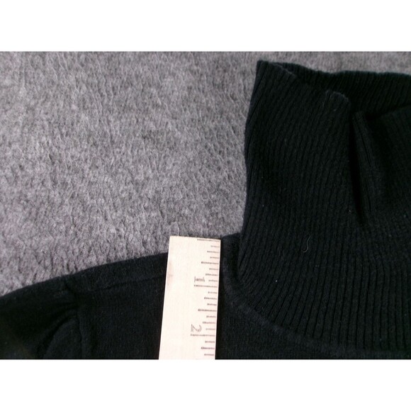 ANA Sweater Women M Petite Black Gray Striped Turtleneck Cashmere Blend Pullover - Picture 4 of 9